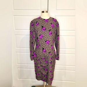ESCADA VINTAGE 100% SILK FLORAL DRESS SIZE 12